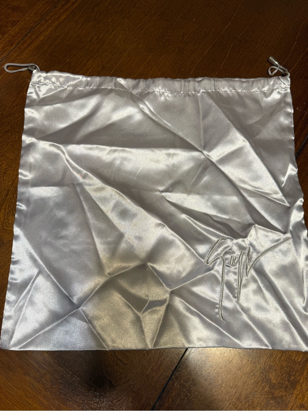 Giuseppe Zanotti Silver Satin Dust Bag Authentic Drawstring Shoe Bag Replacement